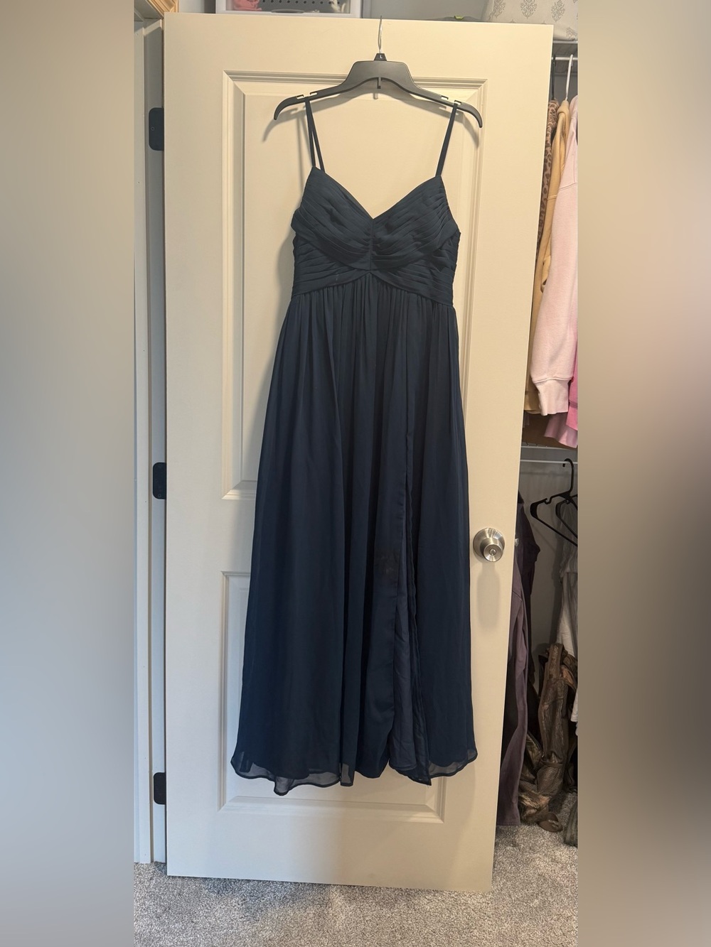 Azazie Navy Chiffon Gown